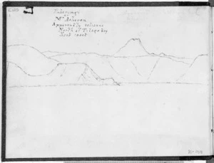 [Crawford, James Coutts], 1817-1889 :Pukerangi or Mt Acheron. Apparently volcanic. North of Tolaga Bay, East Coast. [1864]