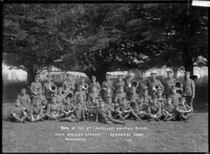 Band of the 3rd (Auckland) Mounted Rifles at the Cambridge Camp, 1913