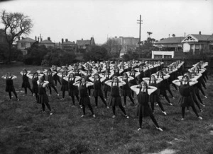 Students at Wellington Girls College performing Swedish Drill movements