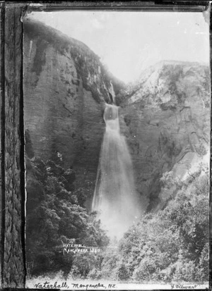 View of a waterfall near Mangaweka - Photograph taken by Frank Stewart