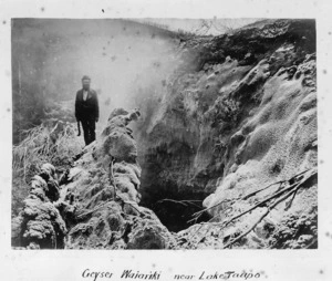 Man standing near Red Geyser, Wairakei
