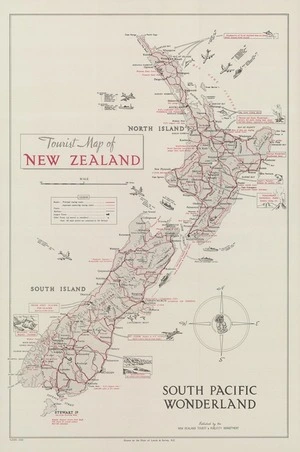 Tourist map of New Zealand : South Pacific wonderland / drawn by the Dept. of Lands & Survey, N.Z.
