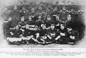 Creator unknown : Photograph of rugby players in the 1888 New Zealand Native Team