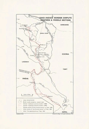 Sino-Indian border dispute, western & middle sectors / drawn by Dept. of Lands & Survey, N.Z.