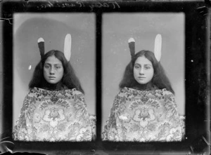 Katey Ramika, a young Maori girl, shown in two images on one plate