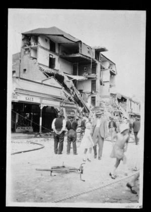 Earthquake damage to the Grand Hotel on Heretaunga Street, Hastings