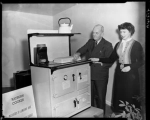 Inspecting a Rayburn Cooker coal-burning stove - Photograph taken by B Clark