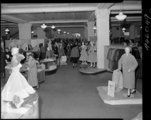 Shoppers in showroom of DIC department store, Lambton Quay, Wellington - Photograph taken by Edward Percival Christensen