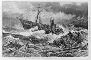 Illustrated New Zealand herald :The wreck of the steamship Tararua on the Waipapapa reef, Foveaux Straits. 1881