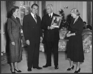 Vice President Richard Nixon and Mrs Nixon with Lord and Lady Norrie at Government House, Wellington