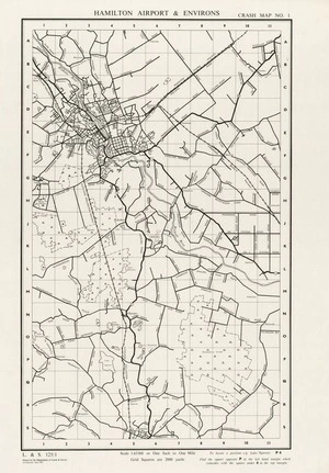 Hamilton Airport & environs crash map no. 1 / drawn by the Department of Lands & Survey.