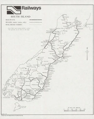 New Zealand Railway system South Island.