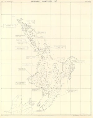North Island, New Zealand petroleum concession map / prepared by Lands and Survey Department for Mines Department.