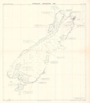 South Island, New Zealand petroleum concession map / prepared by Lands and Survey Department for Mines Department.