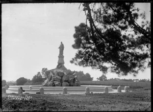 Memorial fountain and statue of Sir John Logan Campbell in Cornwall Park, Auckland