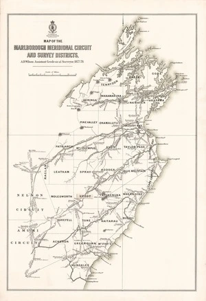 Map of the Marlborough meridional circuit and survey districts / A.D. Wilson assistant geodesical surveyor, 1877-78.