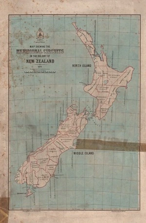 Map shewing the meridional circuits in the colony of New Zealand / drawn by F.W. Flanagan, December, 1878.