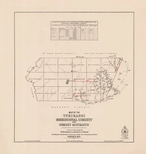 Map of the Tuhirangi meridional circuit and survey districts / drawn by F.W. Flanagan, Nov. 19th 1877.