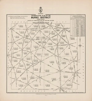 Triangulation plan of the Burke District Timaru circuit / surveyed by T. Maben March 1880 and H. Maitland, June 1880 ; drawn by F. Horwood, Christchurch.