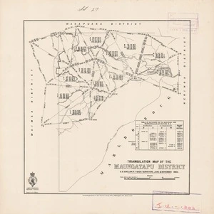 Triangulation map of the Maungatapu District / G.B. Sinclair, R.T. Sadd surveyors, June & November 1880 ; drawn by G.P. Wilson.