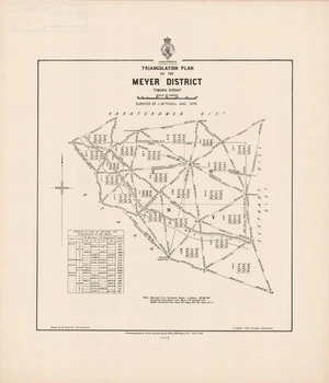 Triangulation plan of the Meyer District : Timaru Circuit / surveyed by J. Mitchell Aug. 1878 ; drawn by W. Hamilton, Christchurch.