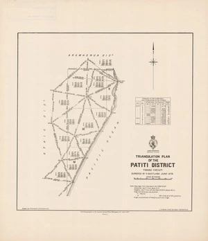Triangulation plan of the Patiti District : Timaru District / surveyed by H. Maitland June 1879 ; drawn by F. Horwood, Christchurch.