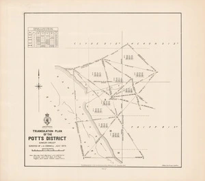 Triangulation plan of the Potts District : Gawler circuit / surveyed by J.A. Connell July 1879.