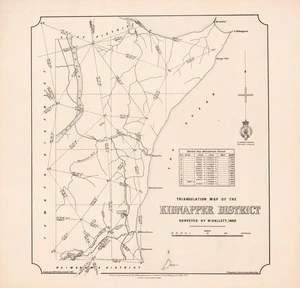 Triangulation map of the Kidnapper District / surveyed by W. Hallett, 1883 ; drawn by H. McCardell, December 1891.