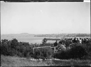 Crowd gathering at Northcote Point, Auckland