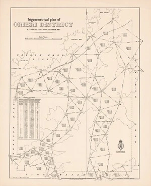 Trigonometrical plan of Orieri District / R.F. Goulter Asst. Surveyor 1880 & 1887 ; drawn by G.P. Wilson December 1893.