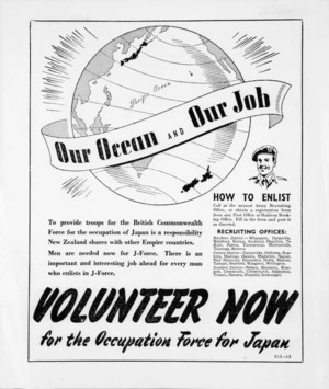 Our ocean and our job. Volunteer now for the Occupation Force for Japan. [ca 1946].