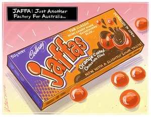 A new Jaffa confectionary box for Cadbury 'kiwi candy' now made in Australia
