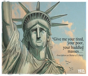 Statute of Liberty weeps