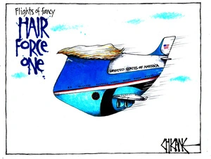 Flights of Fancy - President Trump travels on Hair Force One aeroplane