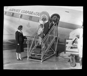 National Airways Corporation (NAC) stewardesses Val Grant and Sandra Wakeman, Whenuapai, Waitakere Aerodrome, Auckland