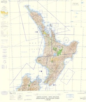 North Island New Zealand operational navigation chart, 1:1,000,000.