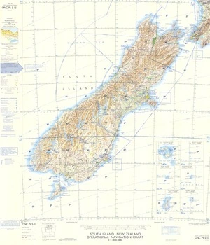South Island New Zealand operational navigation chart, 1:1,000,000.