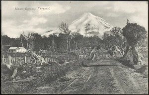 [Postcard]. Mount Egmont, Taranaki. T Avery, Bookseller, New Plymouth, N.Z. [ca 1905].
