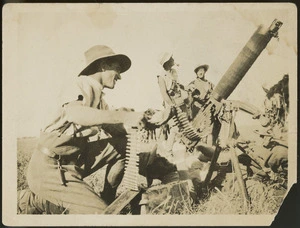 Soldiers firing at an enemy aircraft