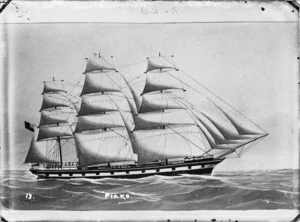 Photograph of a painting depicting the sailing ship "Piako"