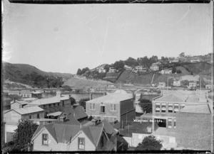 View of Wanganui looking over the central business area towards Durie Hill