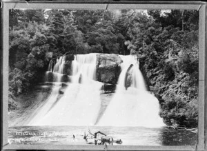Papakorito Falls, on the Aniwaniwa Stream which flows into Lake Waikaremoana - Photograph taken by John William McDougall