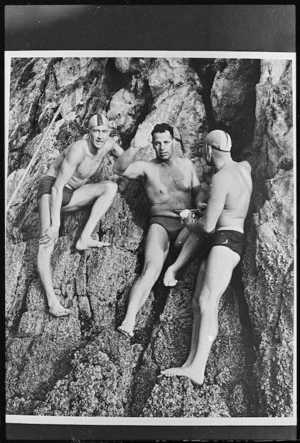 Barrie Devenport, the first person to swim Cook Strait, with his final pacers