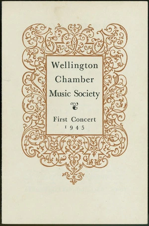 Cover of programme for the first concert by the Wellington Chamber Music Society