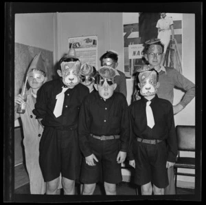 National Airways Corporation Orphan's wearing party masks and hats