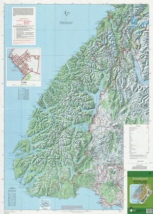 Parkmap Fiordland National Park Scale 1:250 000