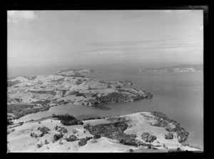 Mullins Bay towards Takatu Point with Kawau Island to right, Auckland Region