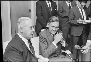 Australian Prime Minister John Gorton and New Zealand Prime Minister Keith Holyoake at a press conference
