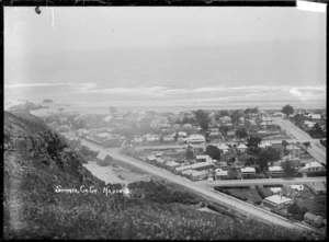 View of the township of Sumner and Sumner Beach, near Christchurch