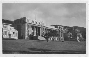 Creator unknown :Photograph of Parliament Buildings, Wellington